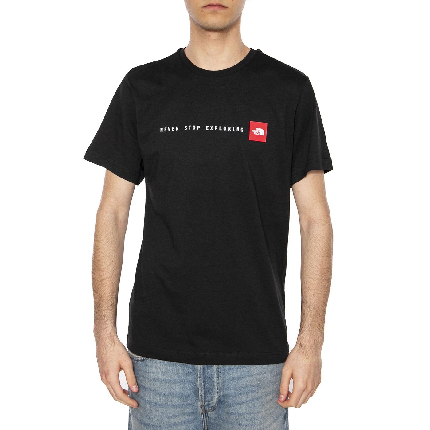 M S/S Never Stop Exploring Tee TNF Black - Maglietta Girocollo Uomo Nera NF0A87NSJK31  THE NORTH FACE 