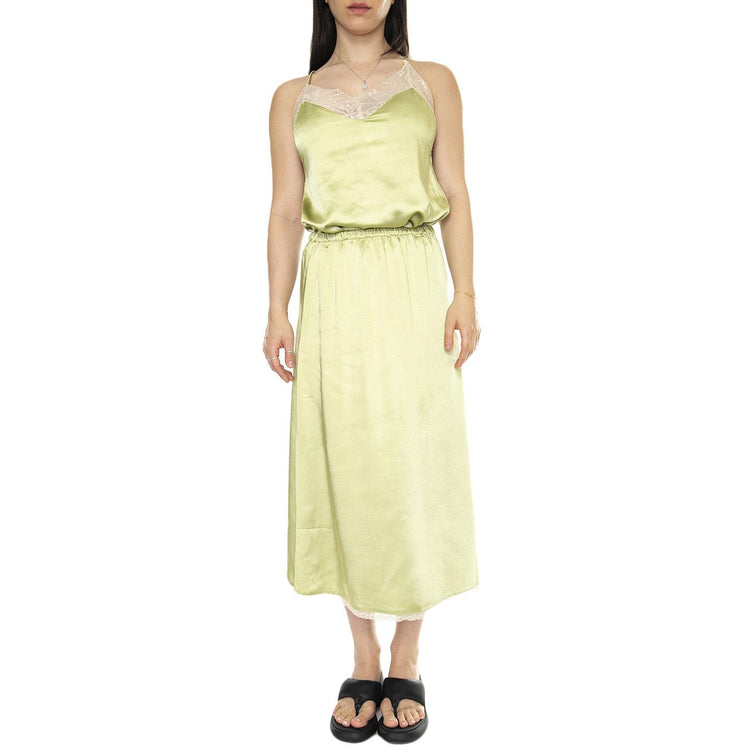 Falda midi satinada encaje verde Green Skirt - Gonna Verde 41W/11286  WILD PONY 