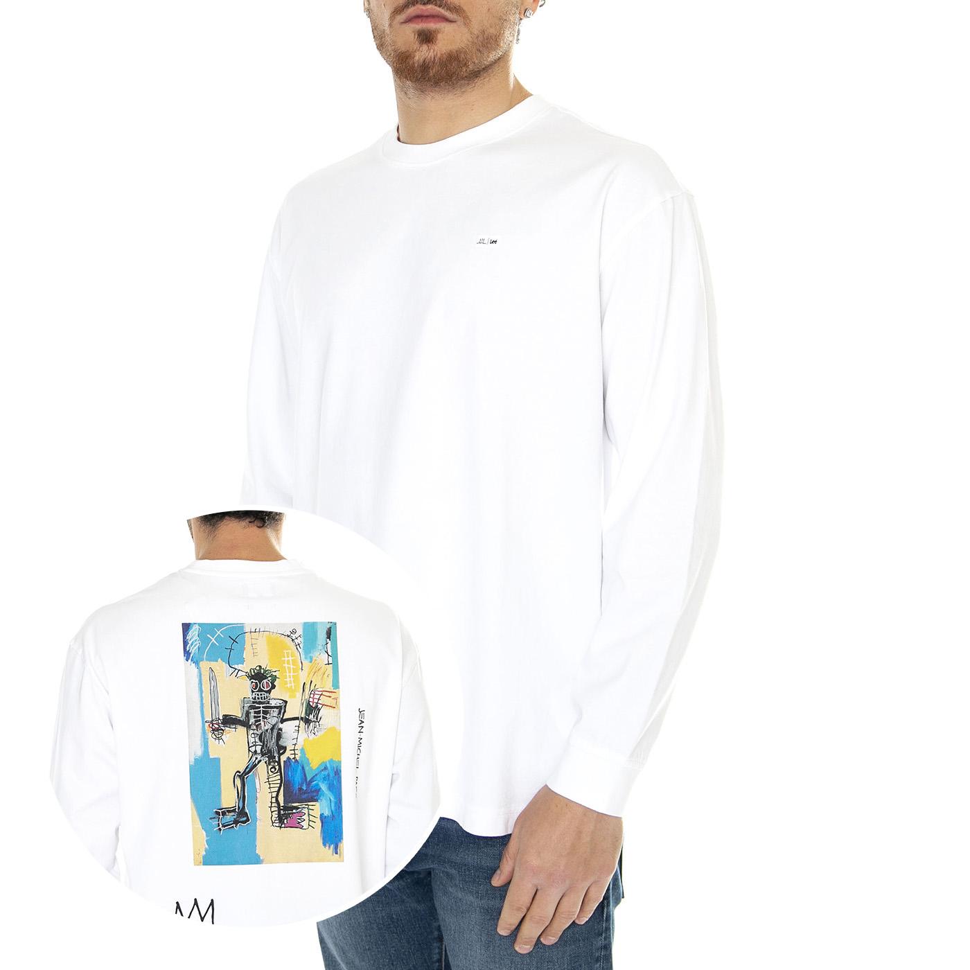 JMB LS Tee White / White - Maglietta Girocollo Maniche Lunghe Uomo Bianca 112359245  LEE 