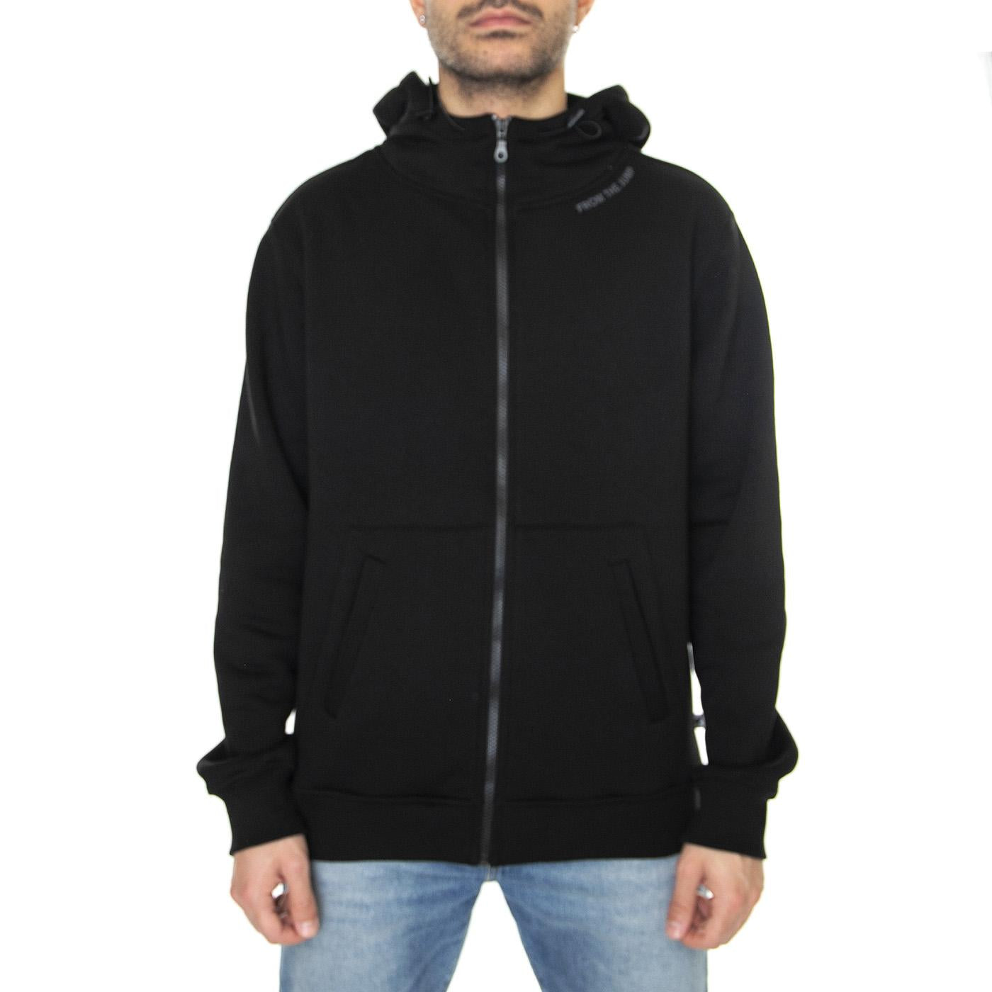 Essential Black - Felpa con Cappuccio e Zip Uomo Nera KAF22UHDZ103-99  KANGOL 