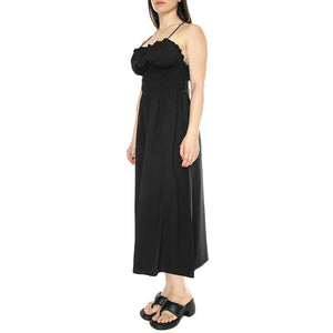 Vestido Midi Satinado Tirantes Negro - Abito Donna Nero 41W/11239  WILD PONY 