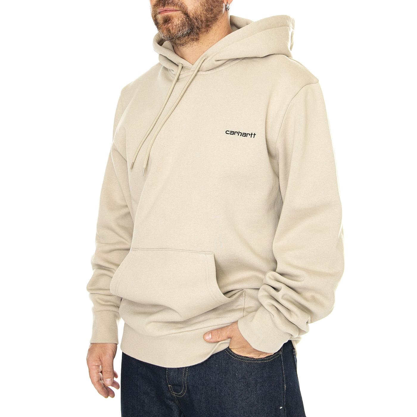 Hooded Script Embroidery Sweat Wall / Black - Felpa con Cappuccio Uomo Beige I033658.AWXX  CARHARTT WIP 
