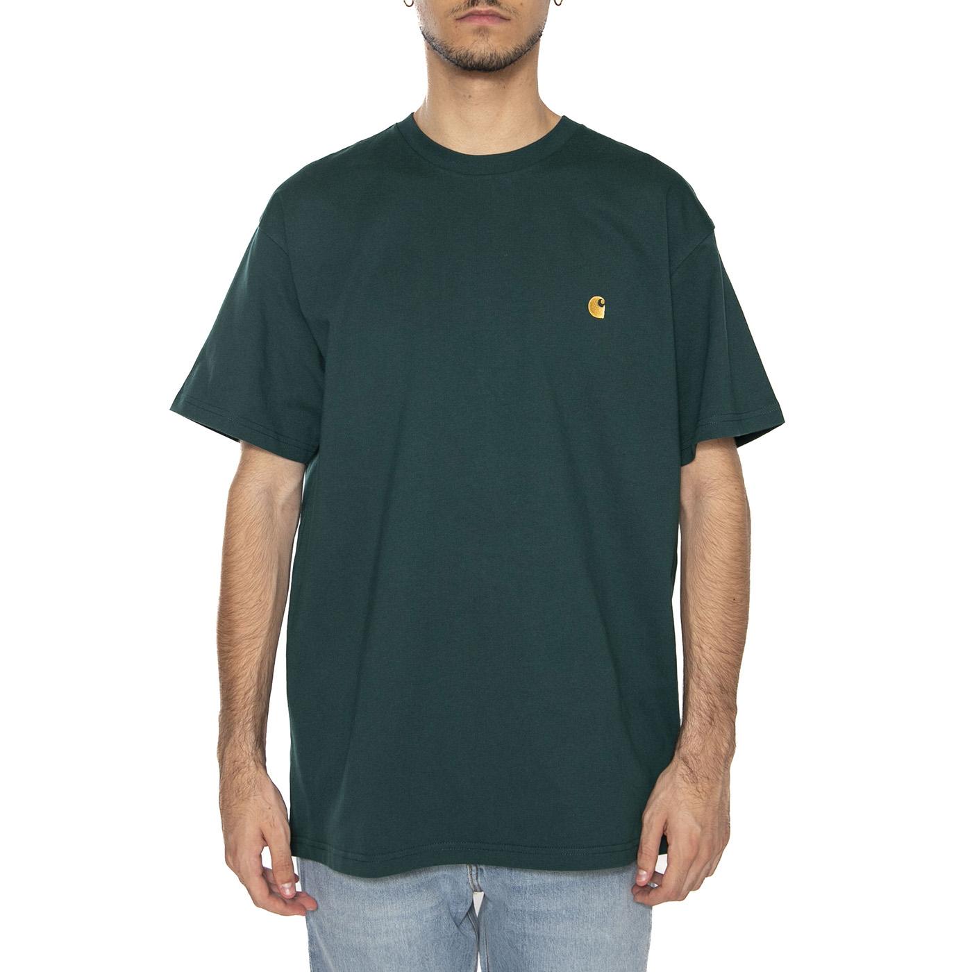 S/S Chase T-Shirt Dark Fir / Gold - Maglietta Girocollo Uomo Verde I026391.30YXX . CARHARTT WIP 