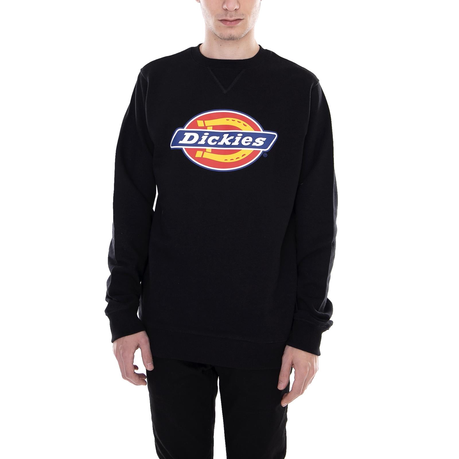 Harrison Fleece Crew-Neck Sweatshirt - Black - Felpa Girocollo Uomo Nera 02 200072-BK . DICKIES 