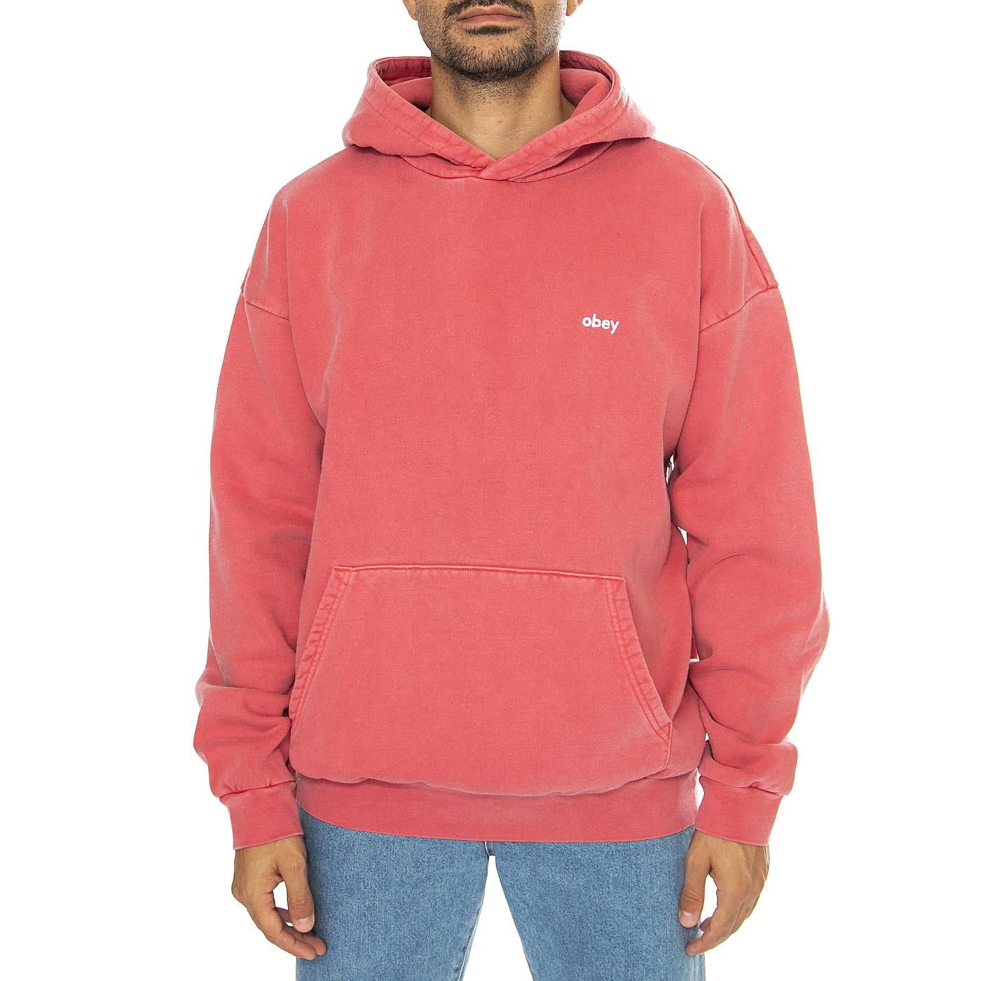 Lowercase Pigment Hood Fleece Pigment Plum Perfect - Felpa con Cappuccio Uomo Rossa 112470194-MIR  OBEY 