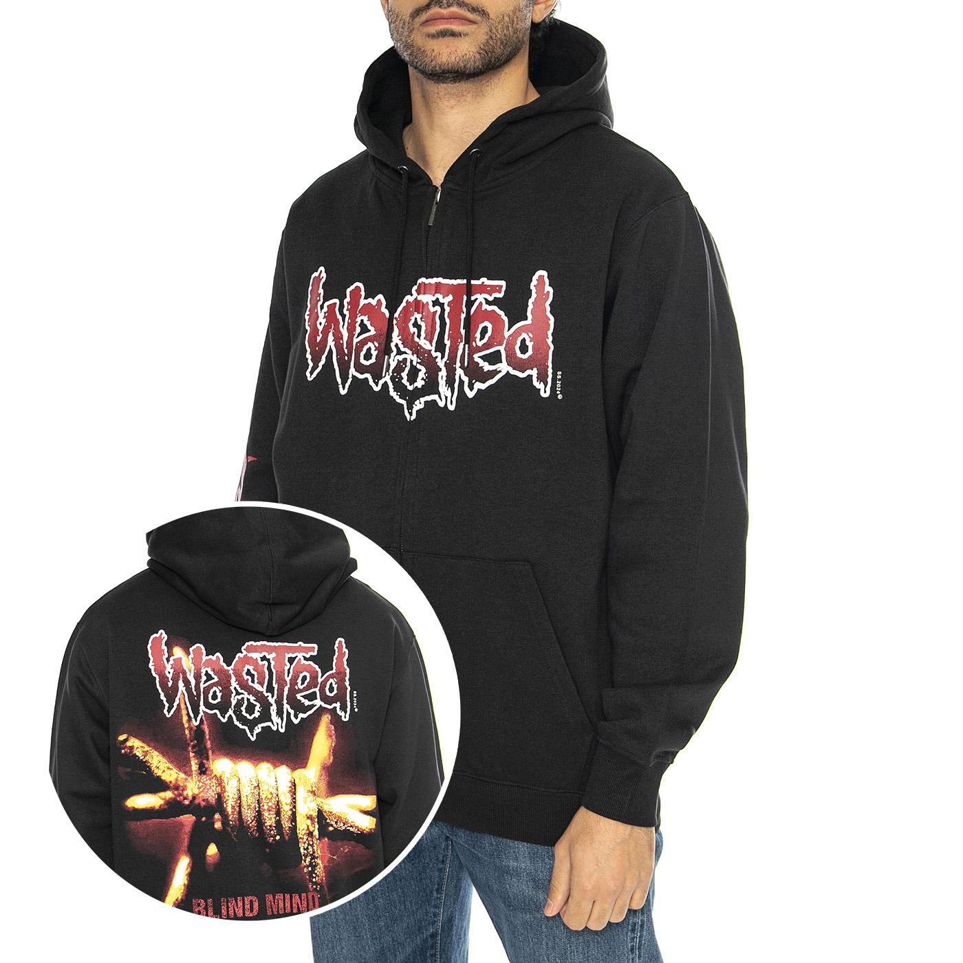Hoodie Zip Blind Black - Felpa con Cappuccio Uomo Nera HOODIE ZIP BLIND - BLACK  WASTED PARIS 
