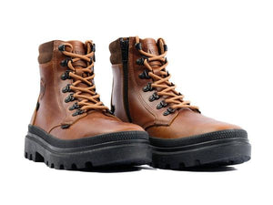 Pallatrooper Hkr Lth Beeswax Brown - Scarpe Stringate Profilo Alto Uomo Marroni PAS08895-214-M  PALLADIUM 