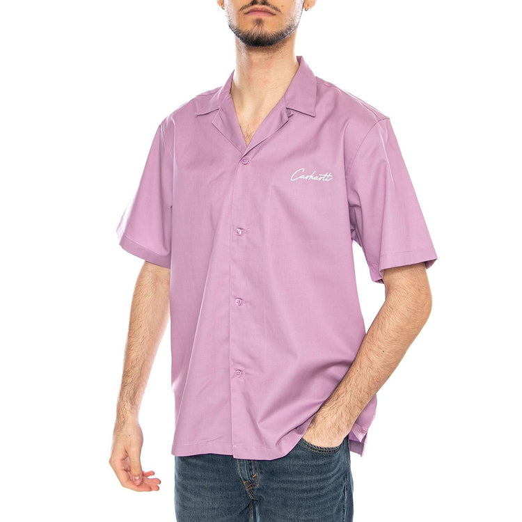 S/S Delray Shirt Gentle Purple / White - Camicia Maniche Corte Uomo Viola I031465 3N7XX CARHARTT WIP 