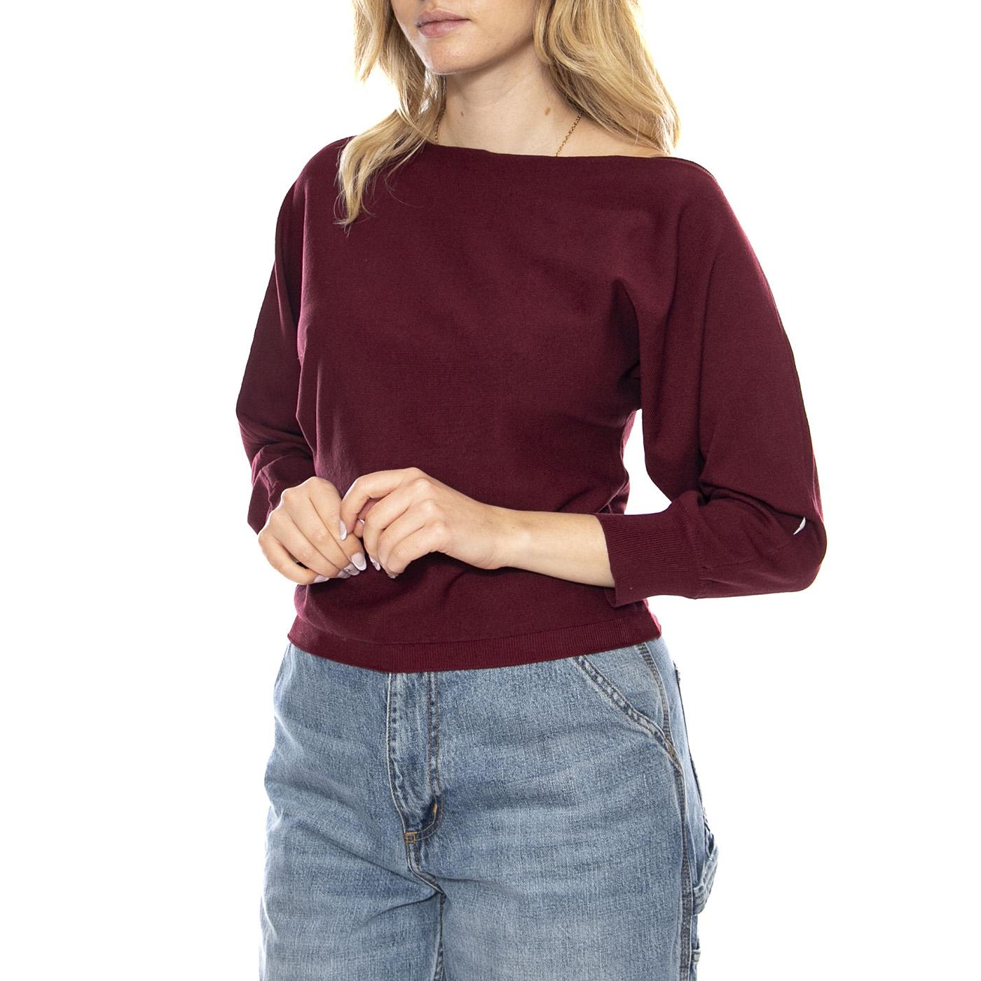 Jersey Corte Asimmetrico Burgundy -- Top Donna Bordeaux 53W/10600 Burgundy WILD PONY 