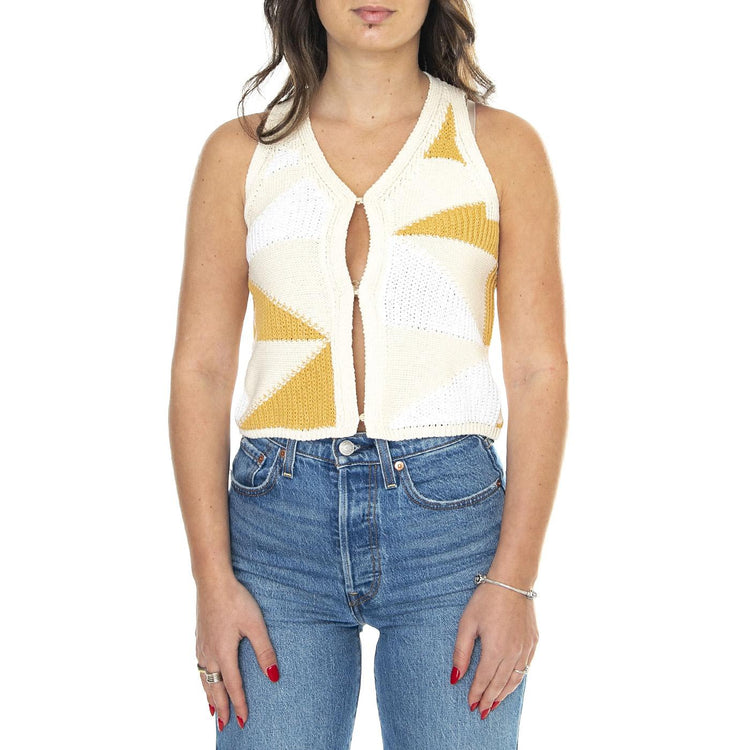 Ecru Robbie Knitted Vest - Top Donna Bianco WKN00181-ECRU  THINKING 