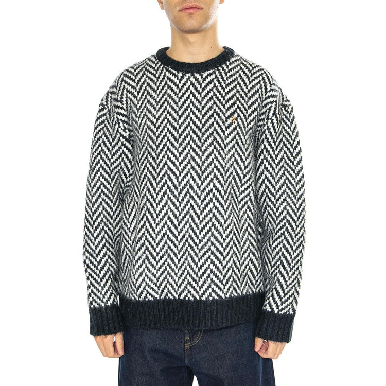 Athens Herringbone Sweater In True Navy - Maglione Girocollo Uomo Blu / Multicolore F4GFE028  FARAH 