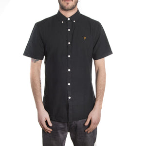 Brewer Short Sleeve Oxford Shirt - Black - Camicia Maniche Corte Uomo Nera F4WS5074-4  FARAH 
