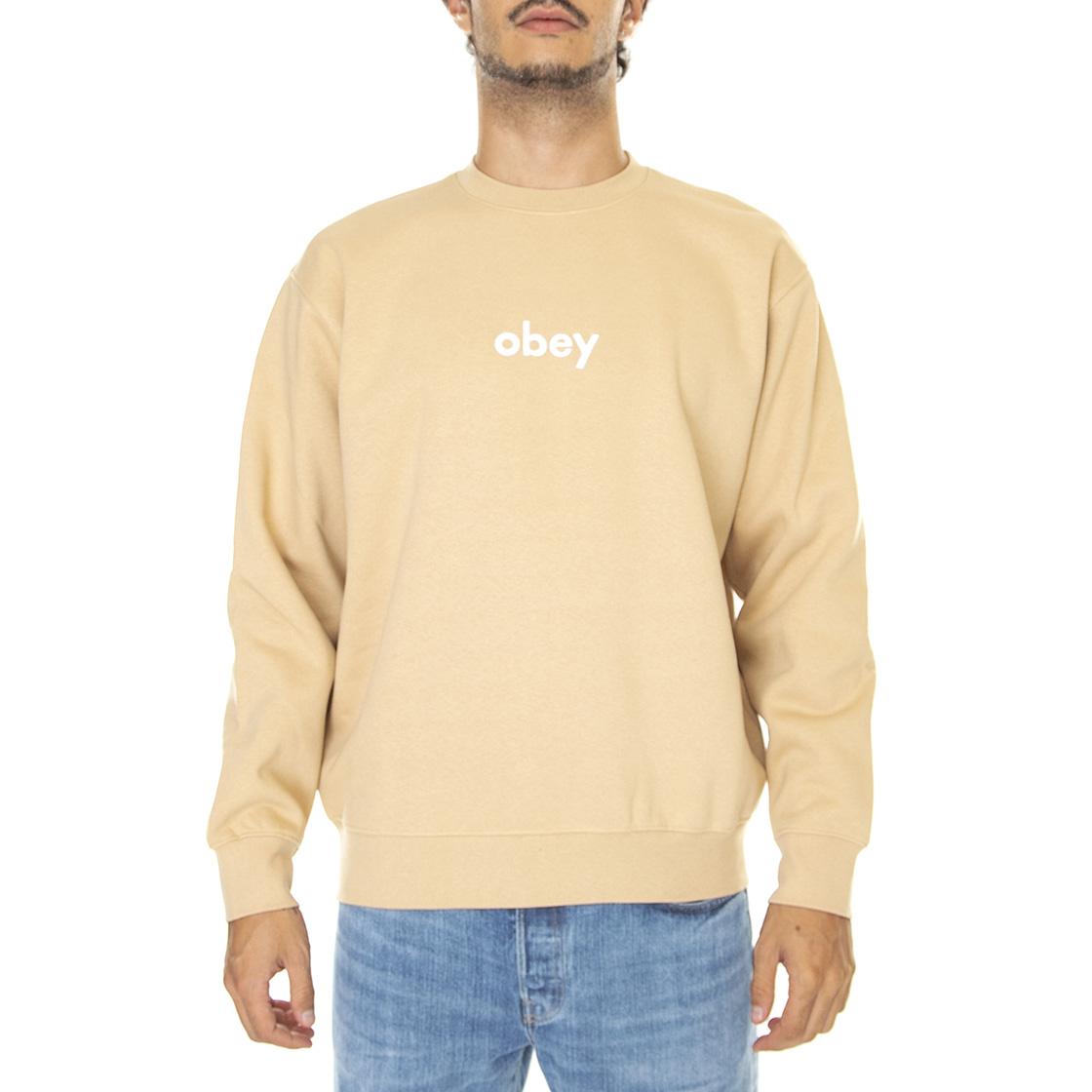 Obey Lowercase Crew Specialty Fleece Oat Milk - Felpa Girocollo Uomo Beige 112480125-OAT  OBEY 