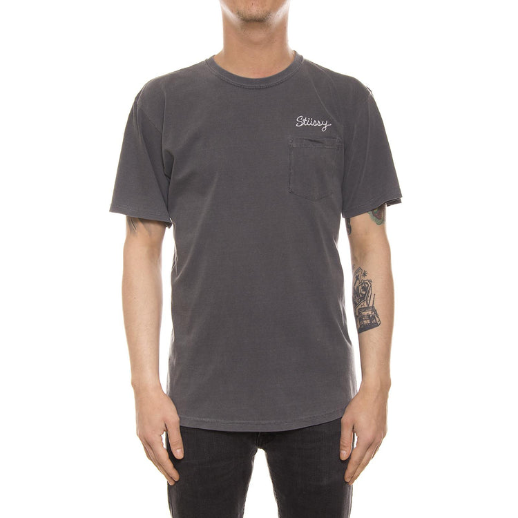 STUSSY STITCH PIG. DYE PKT TEE BLACK 1944041-BLACK  STUSSY 