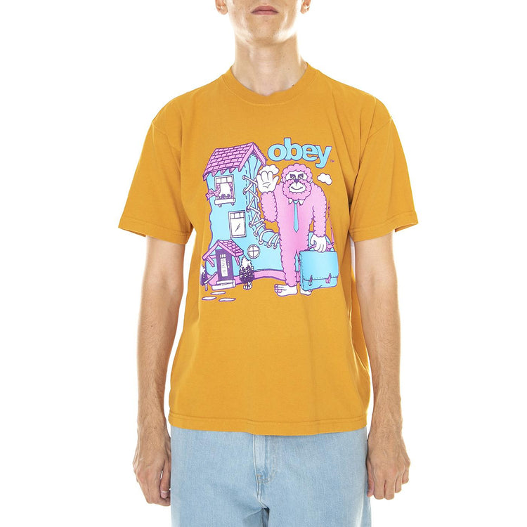 M' Obey Bigfoot Heavyweight Tee Sun Dial - Maglietta Girocollo Uomo Arancione 166913459-SDL  OBEY 