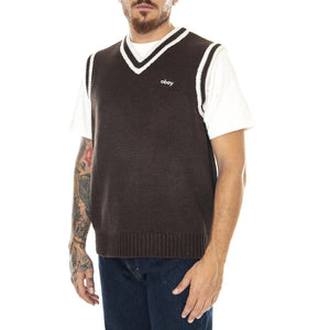 M' Obey Alden Sweater Vest Jave Brown / Multi - Gilet Uomo Marrone 151000070-JVA  OBEY 