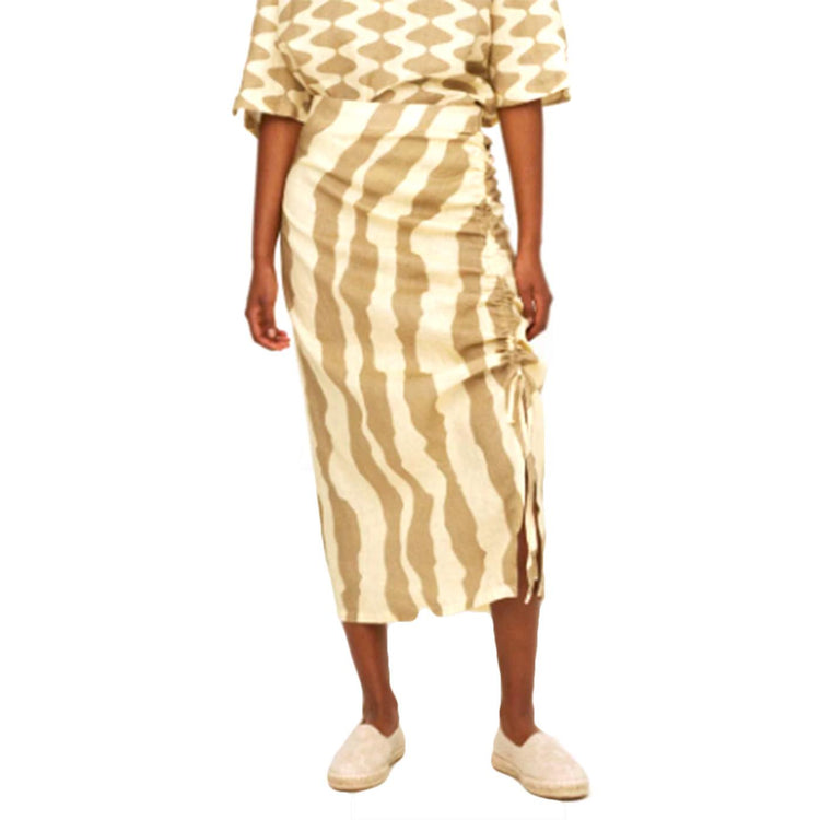 Khaki Calima Lollo Linen Skirt Assorted - Gonna Multicolore 4503-02-4503-02  OAS 