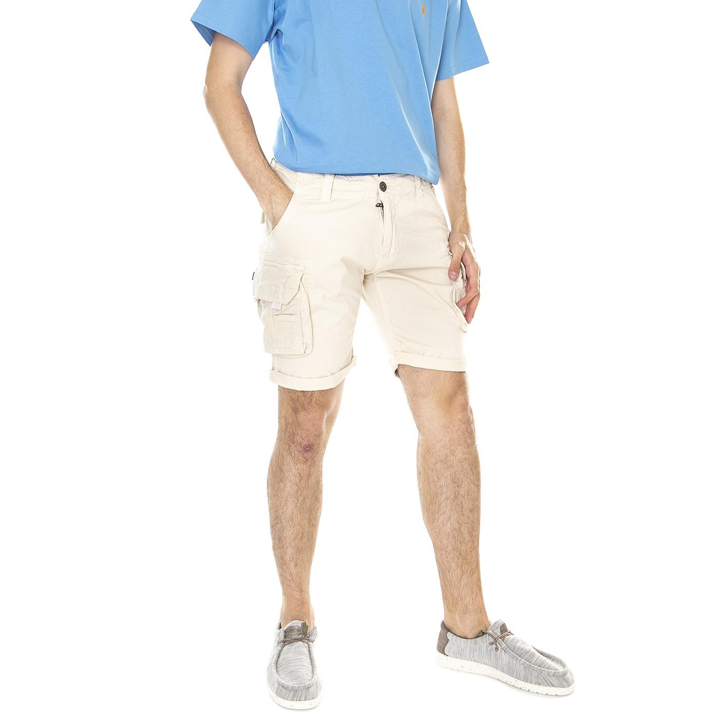 M' Crew Short Jet Stream White - Bermuda Uomo Beige 176203-578  ALPHA INDUSTRIES 