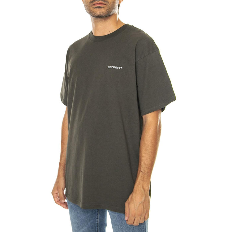 S/S Script Embroidery T-Shirt Cypress / White - Maglietta Girocollo Uomo Verde I030435.00XXX  CARHARTT WIP 