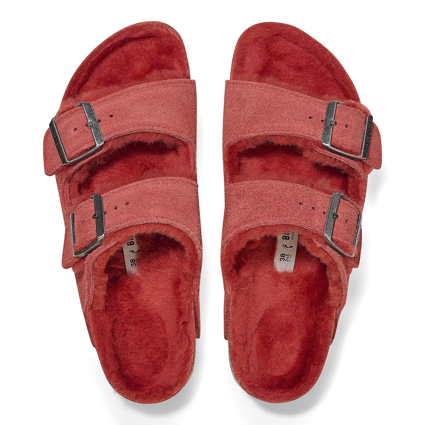 W' Arizona Shearling Sienna Red, Suede Leather Sandals - Sandali Donna Rossi 1025710  BIRKENSTOCK 