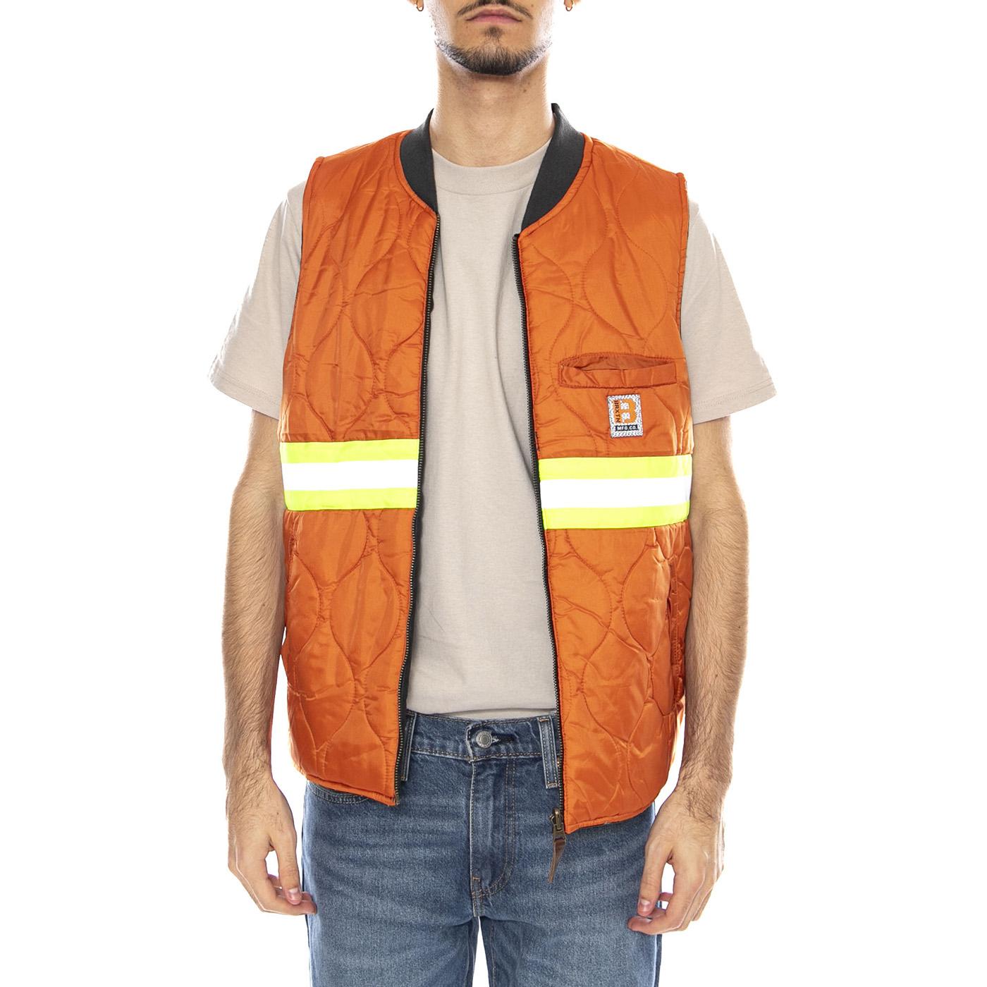 Builders Abraham Rev Vest -- Gilet Uomo Reversibile Washed Nero / Arancione 03412 WBKRO BRIXTON 