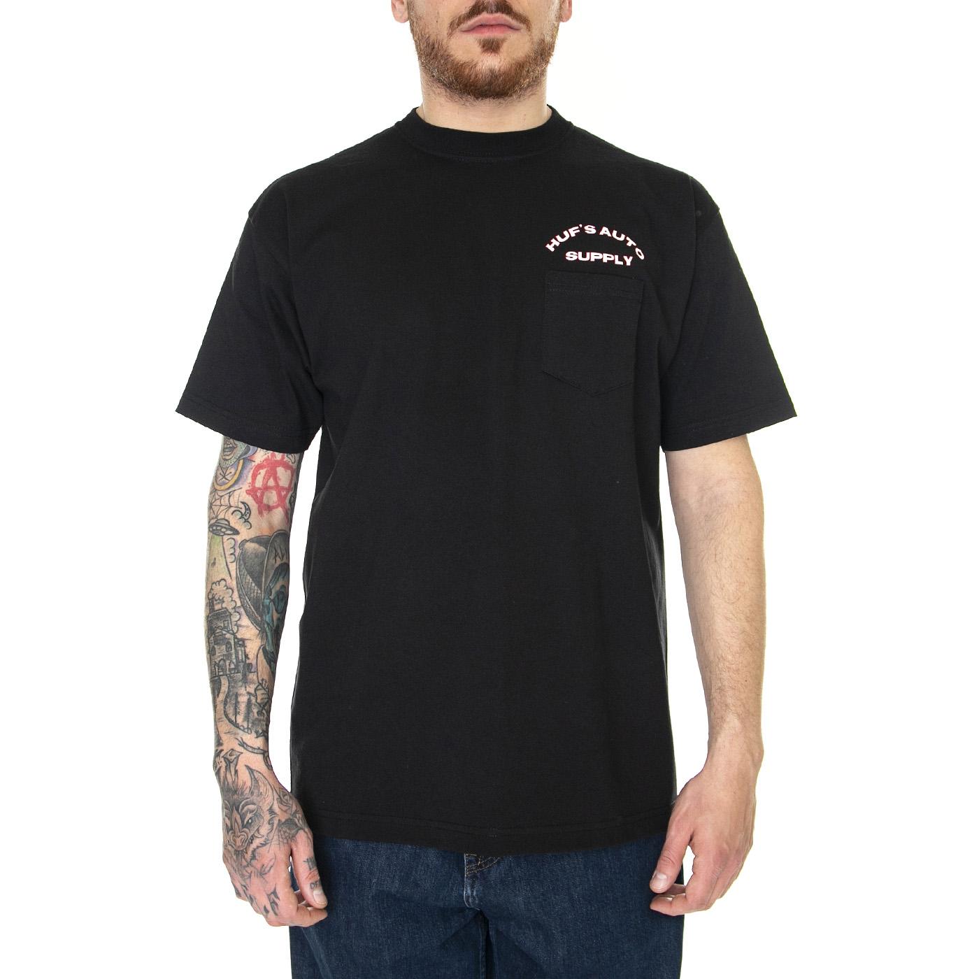 Chop Shop S/S Pocket Tee Black - Maglietta Girocollo Uomo Nere TS01938-BLACK  HUF 