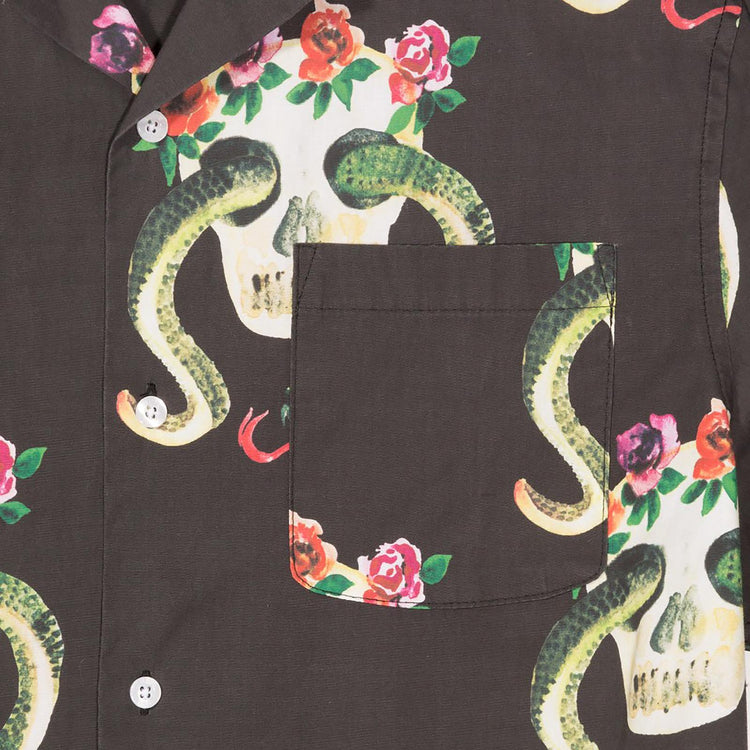 SKULL PATTERN SHIRT BLACK 111969-BLACK  STUSSY 