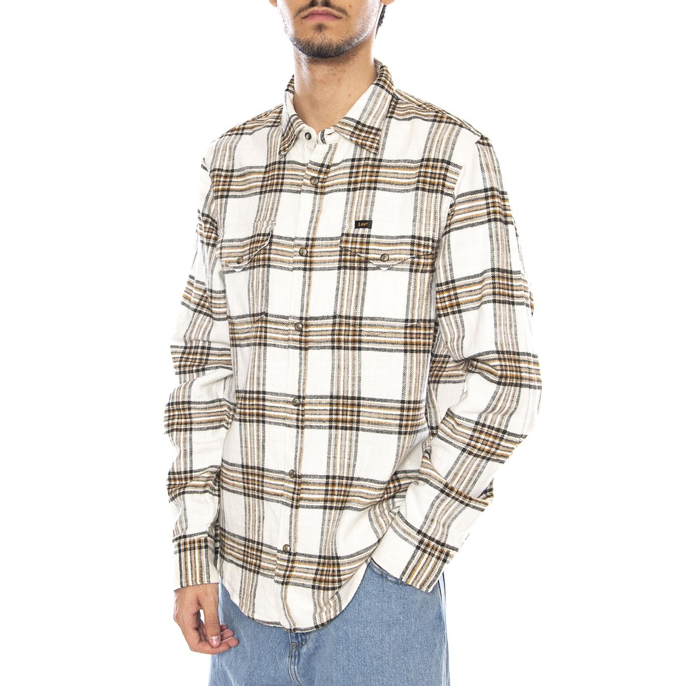Clean Western Shirt Ecru Ochre Plaid - Maglietta a Quadri Uomo Crema / Multicolore 112371319  LEE 