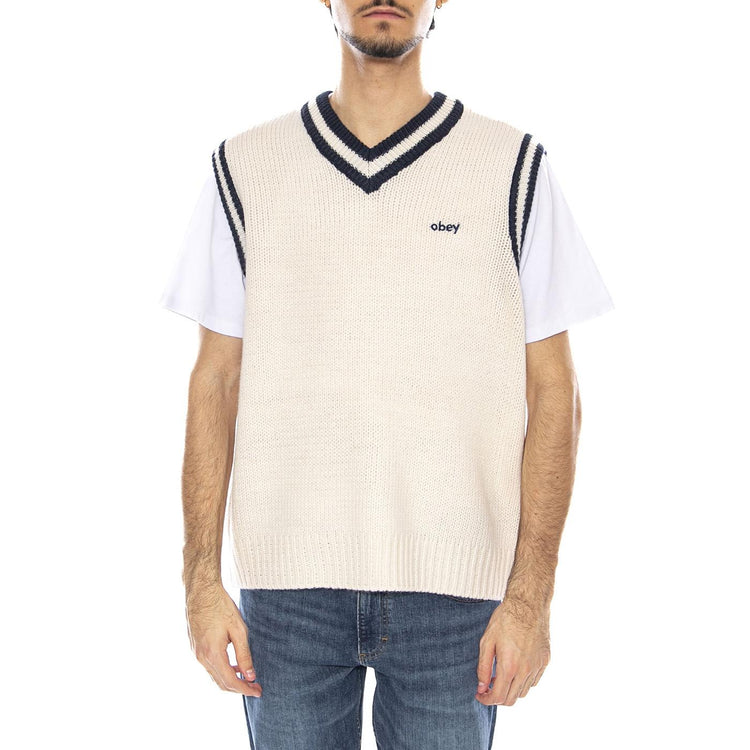 Obey Alden Sweater Vest White - Gilet Uomo Bianco 151000070 UBL OBEY 