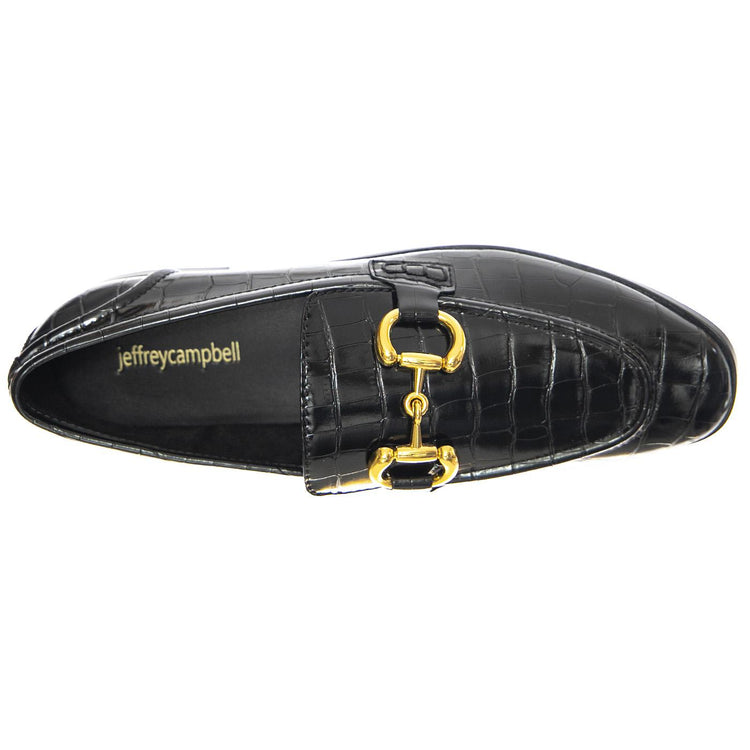 W' Velviteen Black Croco - Mocassini Donna Neri JCSJCD-131-1-17-BLA  JEFFREY CAMPBELL 