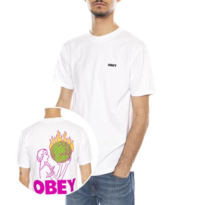 OBEY World in Flames Tee -- Maglietta Girocollo Uomo Bianca 165264236 WHT OBEY 