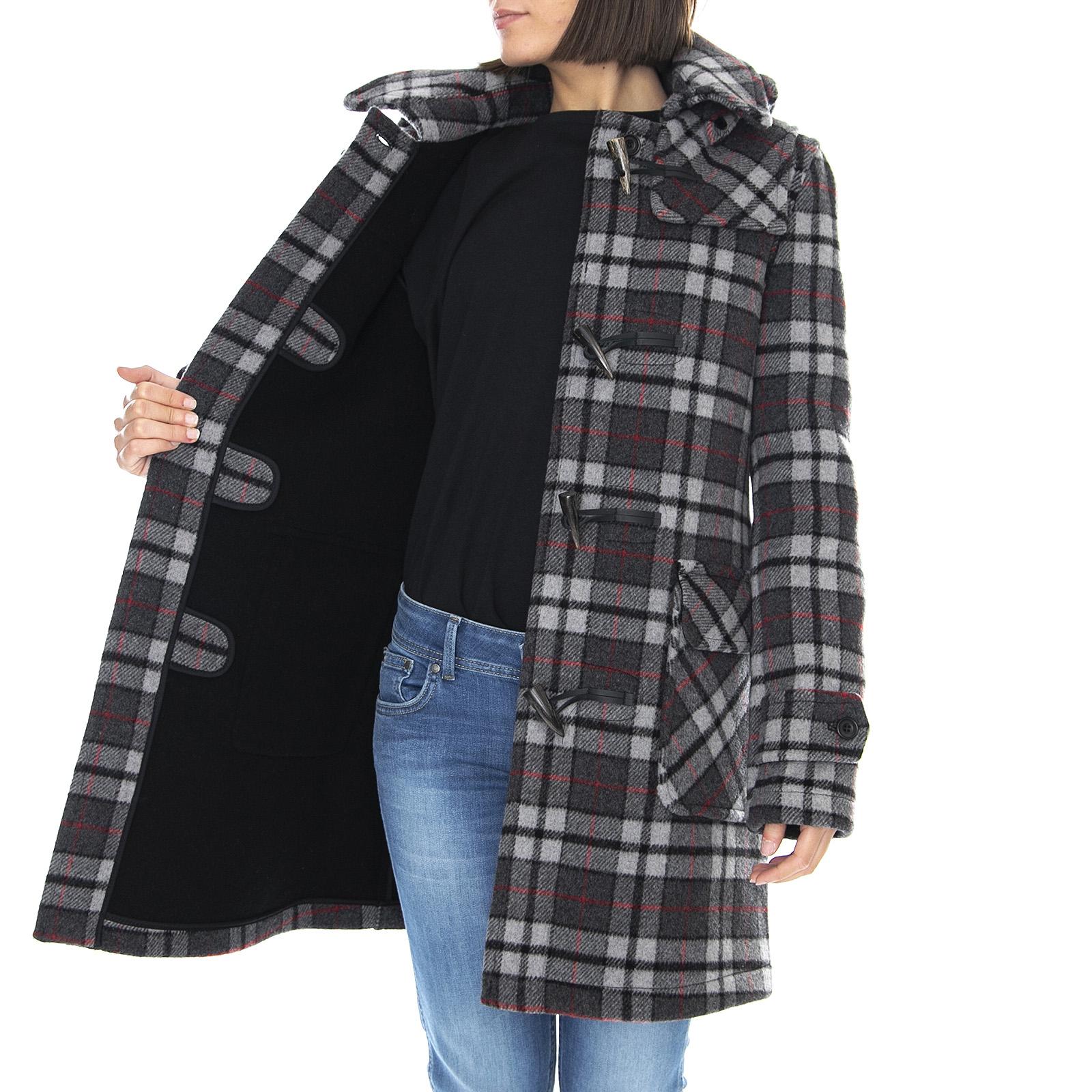 Wm London Duffle Coat Check Grey MECM053-BLK-TRT  ORIGINAL MONTGOMERY 