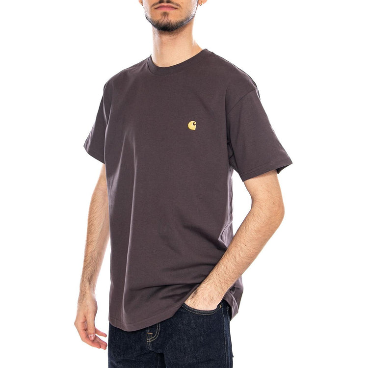 S/S Chase T-Shirt Shale / Gold - Maglietta Girocollo Uomo Marrone I026391 3LNXX CARHARTT WIP 