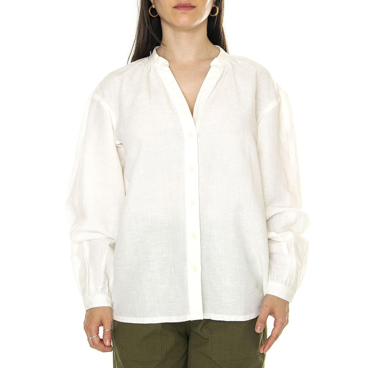 Poet Sleeve Blouse White - Camicia Donna Bianca 112352274  WRANGLER 