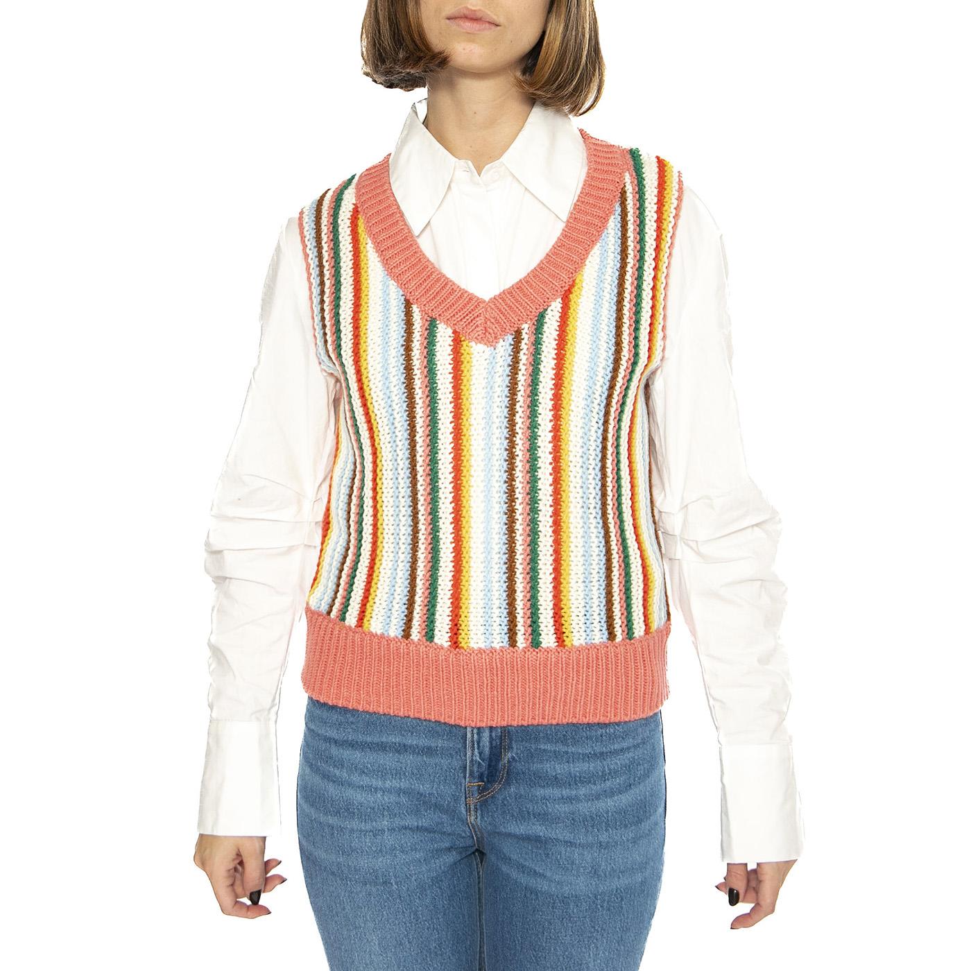 Cropped Sweater Vest Rainbow - Gilet Donna Multicolore 112356475-YELLOW  WRANGLER 