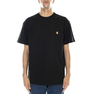 S/S CHASE T-SHIRT BLACK / GOLD - Maglietta Girocollo Uomo Nera I026391 00FXX CARHARTT WIP 