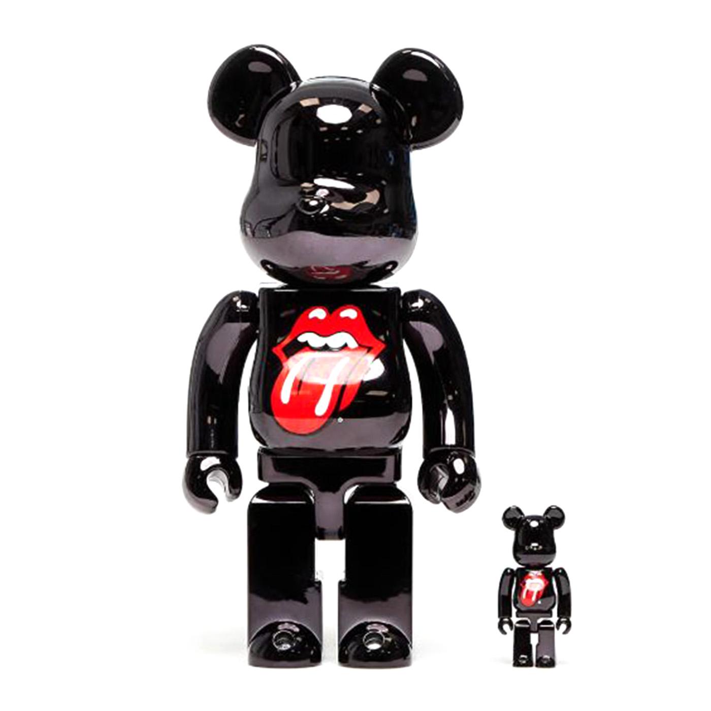 BE@RBRICK The Rolling Stones Lips & Tongue Black Chrome Ver. 100% & 400% - Toy Multicolore MDTROLLING  MEDICOM TOY 