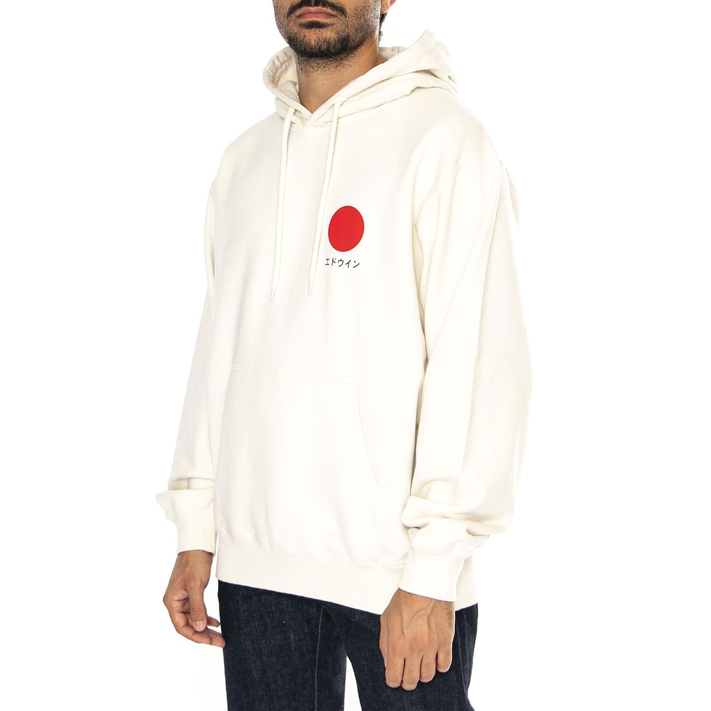 Japane Sun Hoodie Sweat Whisper White - Felpa con Cappuccio Uomo Beige I034187.WHW.67.-WHW.67  EDWIN 