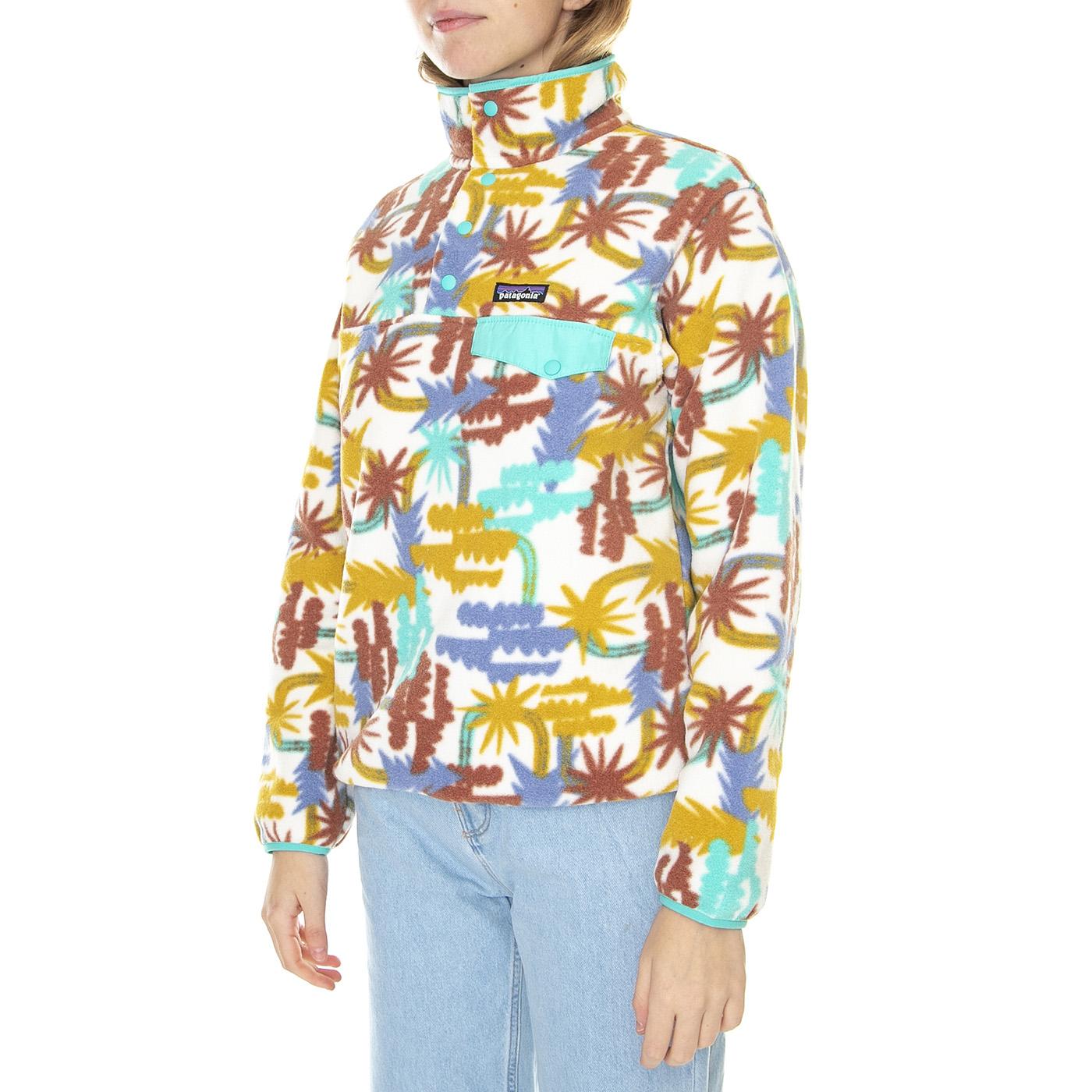 W's LW Synch Snap-T P/O Tree Connection Big: Fresh Teal - Felpa Collo Alto Donna Multicolore 25455-TRET  PATAGONIA 