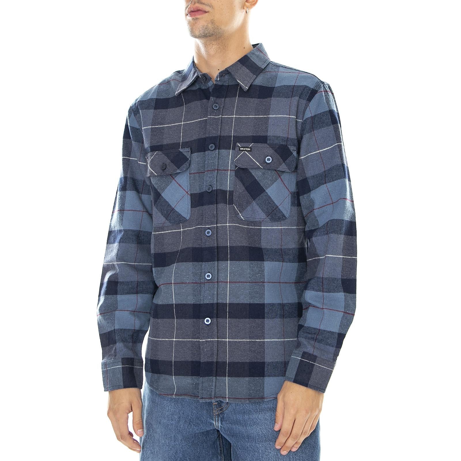 Bowery - Camicia Uomo Tartan Navy / Multi / Viola 01213-NVCBL . BRIXTON 
