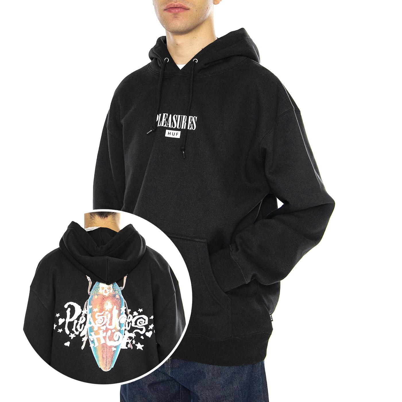 Beetle P/O Hoodie Black - Maglietta Girocollo Maniche Lunghe Uomo Nera PF00512-BLACK  HUF 