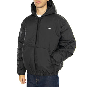 RETREAT HOODED JACKET BLACK - Giacca con Cappuccio Uomo Nera 121800547 BLK OBEY 