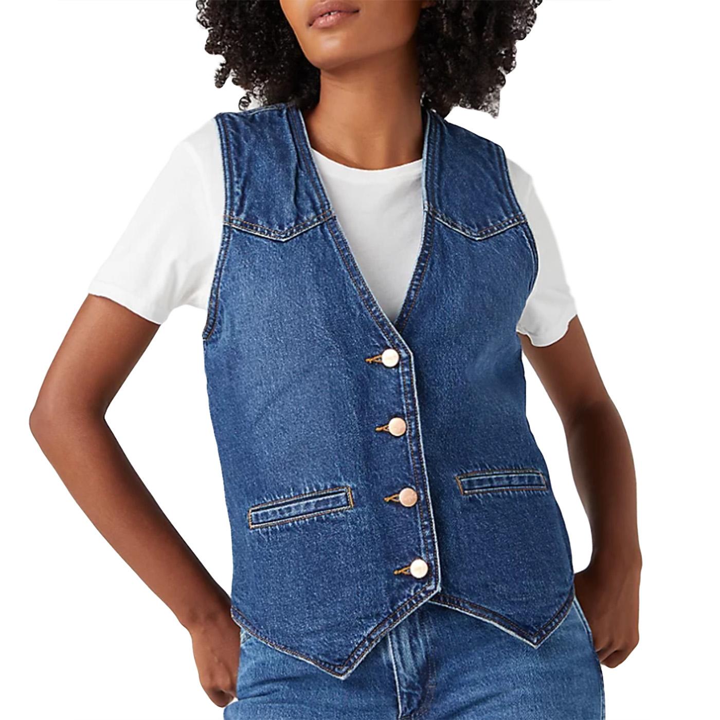 Slim Vestdark Wash Denim Jackets - Giacca Smanicata Denim Jeans Donna Blu W4V8NS474  WRANGLER 