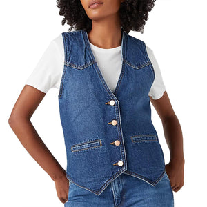 Slim Vestdark Wash Denim Jackets - Giacca Smanicata Denim Jeans Donna Blu W4V8NS474  WRANGLER 