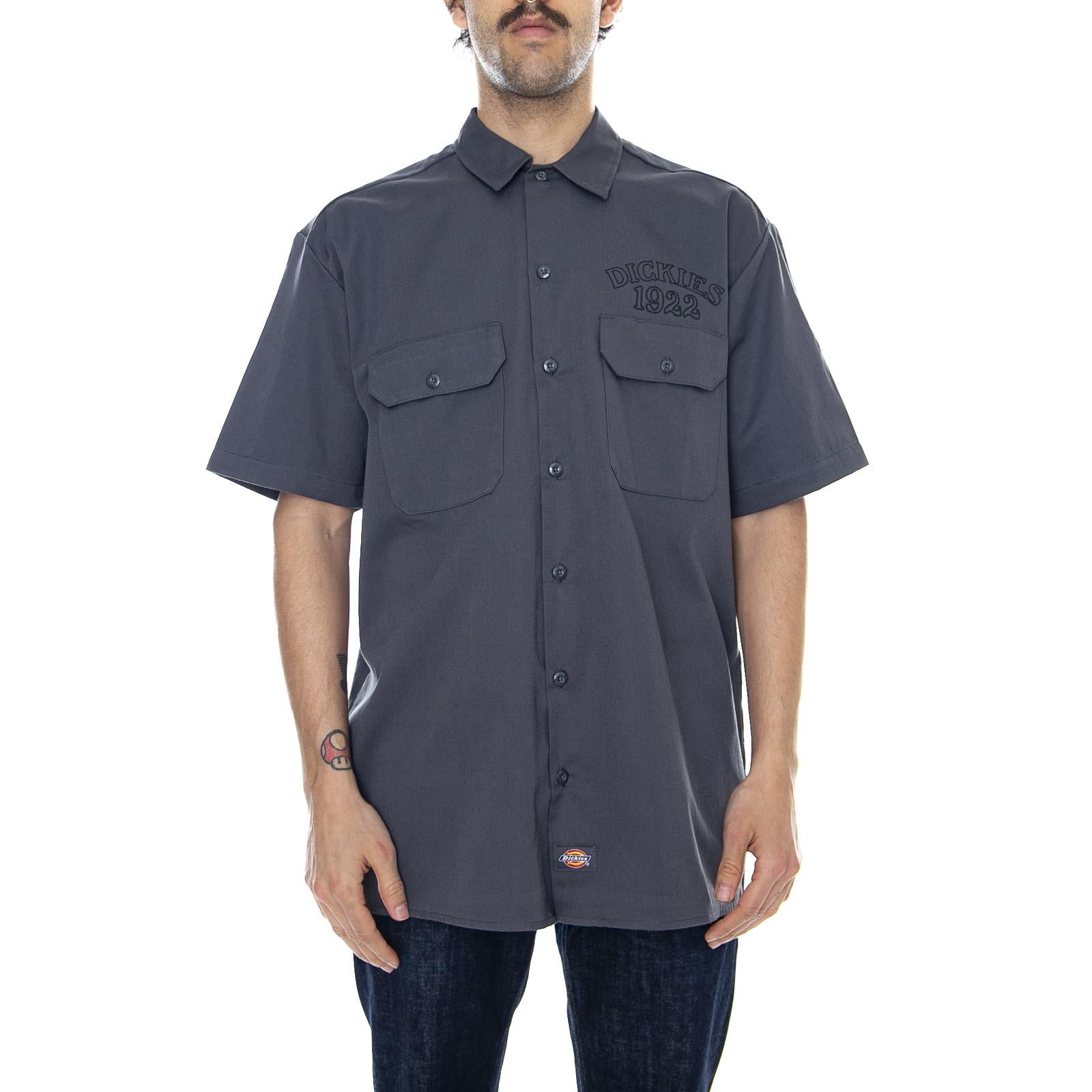 Yolun - Charcoal Grey - Camicia Maniche Corte Uomo Grigia 05 200349-CH . DICKIES 