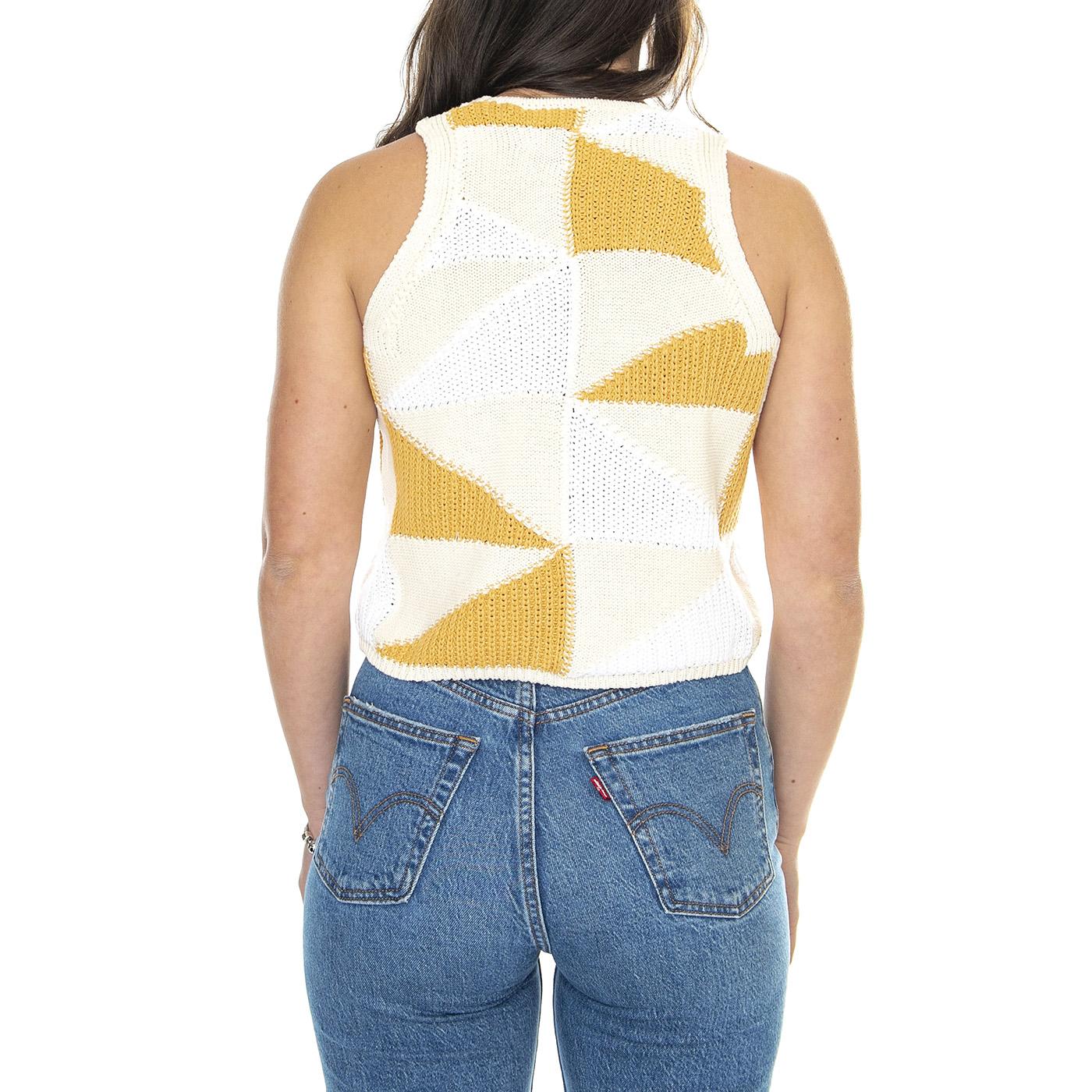 Ecru Robbie Knitted Vest - Top Donna Bianco WKN00181-ECRU  THINKING 