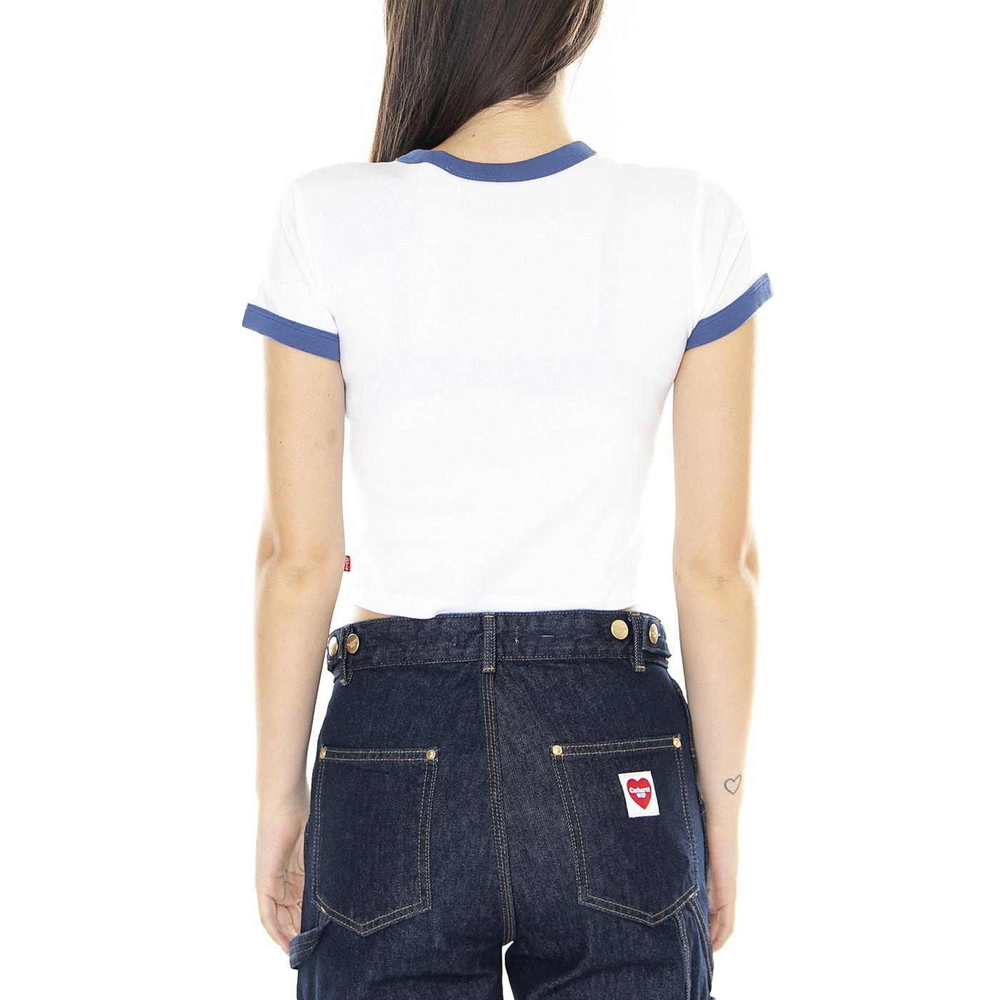 W' Graphic Ringer Mini Tee In The Wild White - Maglietta Girocollo Donna Bianca A3523-0019  LEVIS 