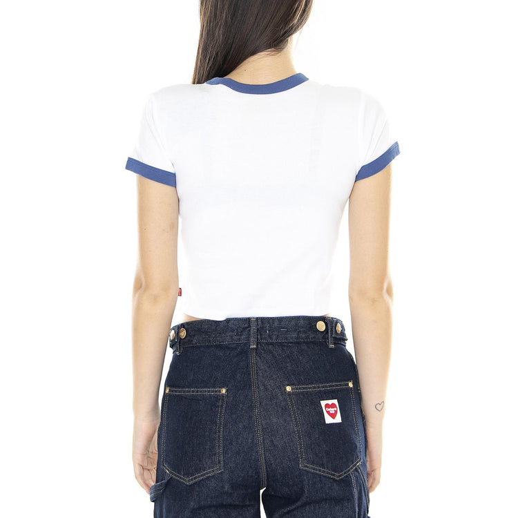 W' Graphic Ringer Mini Tee In The Wild White - Maglietta Girocollo Donna Bianca A3523-0019  LEVIS 