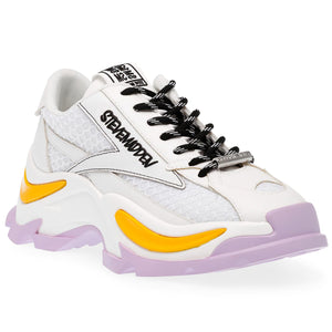 Zoomz White / Lavend - Scarpe Stringate Profilo Basso Donna Bianche / Multi SMPZOOMZ-WHT  STEVE MADDEN 