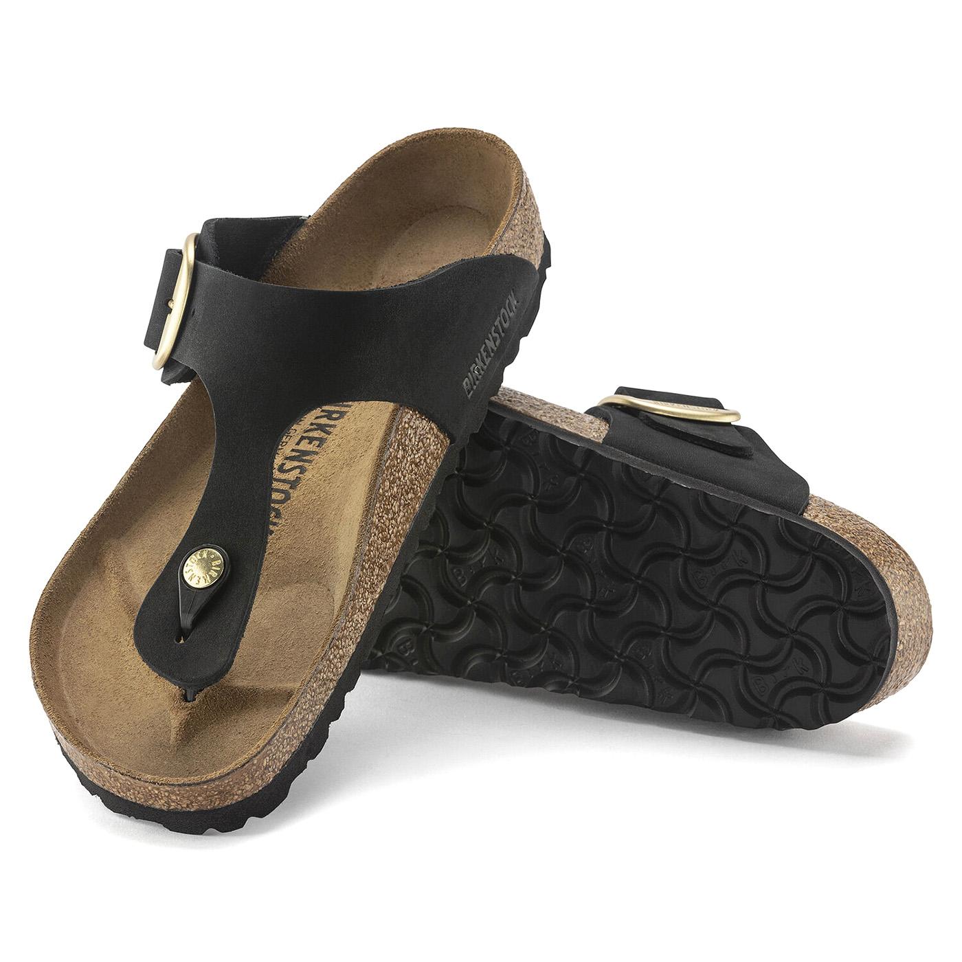 W' Gizeh Big Buckle Black Nubuck Leather - Sandali Donna Neri 1024019  BIRKENSTOCK 